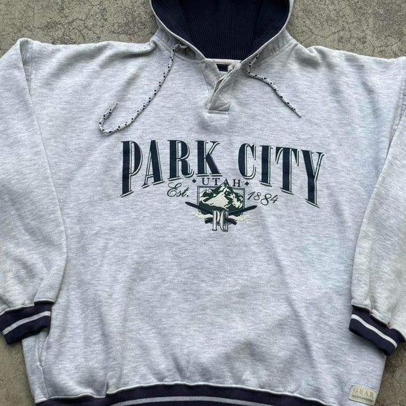 Vintage 90’s PARK CITY UTAH Gear For Sports Grey Pullover Hoodie - Picture 3 of 8
